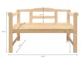 Drewniana ławka ogrodowa: wysokość 73,5 cm, szerokość 118 cm, głębokość siedziska 38 cm. Wymiary ławki ogrodowej są kluczowe.