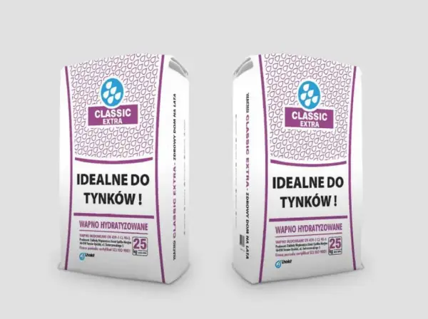 Dwie torby z wapnem budowlanym Classic Extra. Produkt idealny do tynków, wapno hydratyzowane, 25 kg.